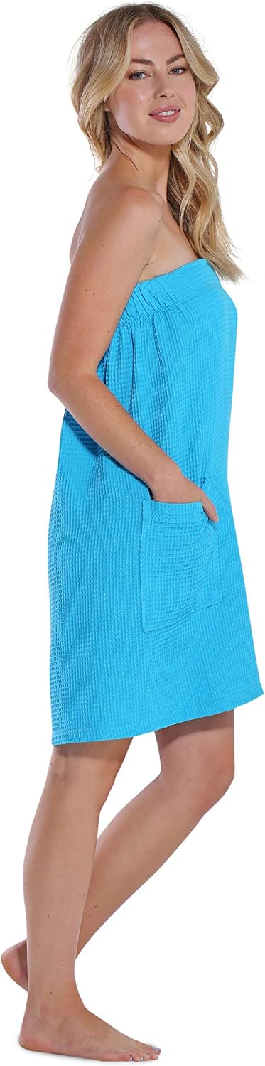 Turquaz Lightweight Knee Length Waffle Robes For Women Spa Bath Waffle