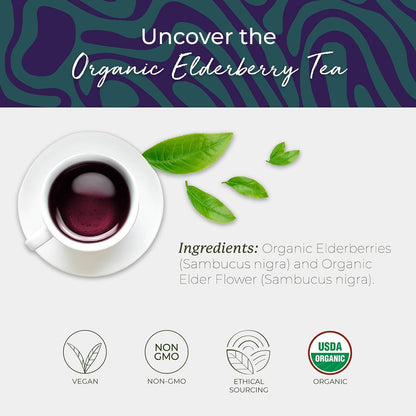 Starwest Botanicals Organic Elderberry Tea, Non GMO - Bulk Pack, 100 Bags
