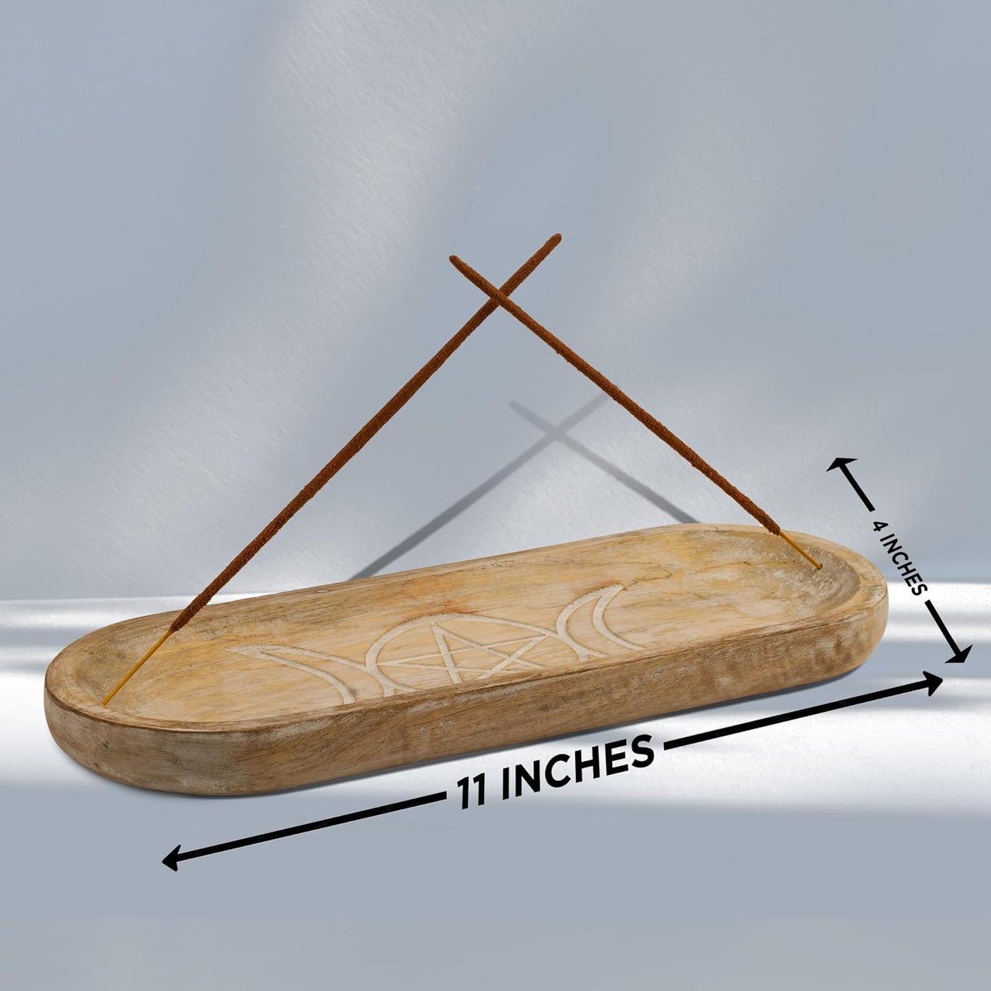 Incense Holder-Incense Burner/Ash Catcher-Handmade Wooden Insence Tray Home Decor 11x4x1.2 Inches
