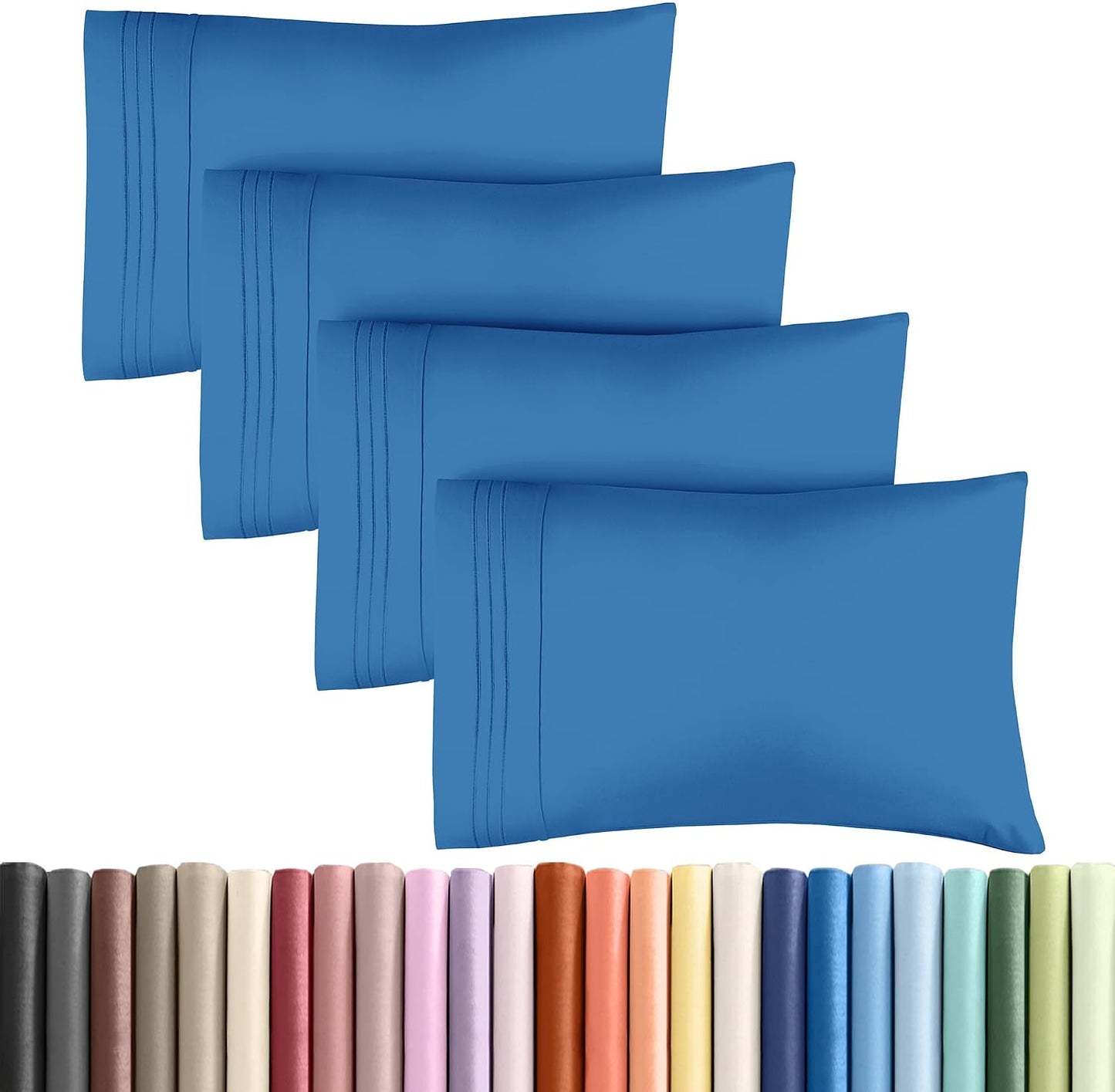 Standard Pillow Cases Set of 10 - Ultra Soft Hotel Quality Pillowcase Covers - Comfy, Cozy & Wrinkle Free - Shrink, Stain and Fade Resistant - Machine Washable Pillow Protectors - 10 Pcs Set - White - Colors A