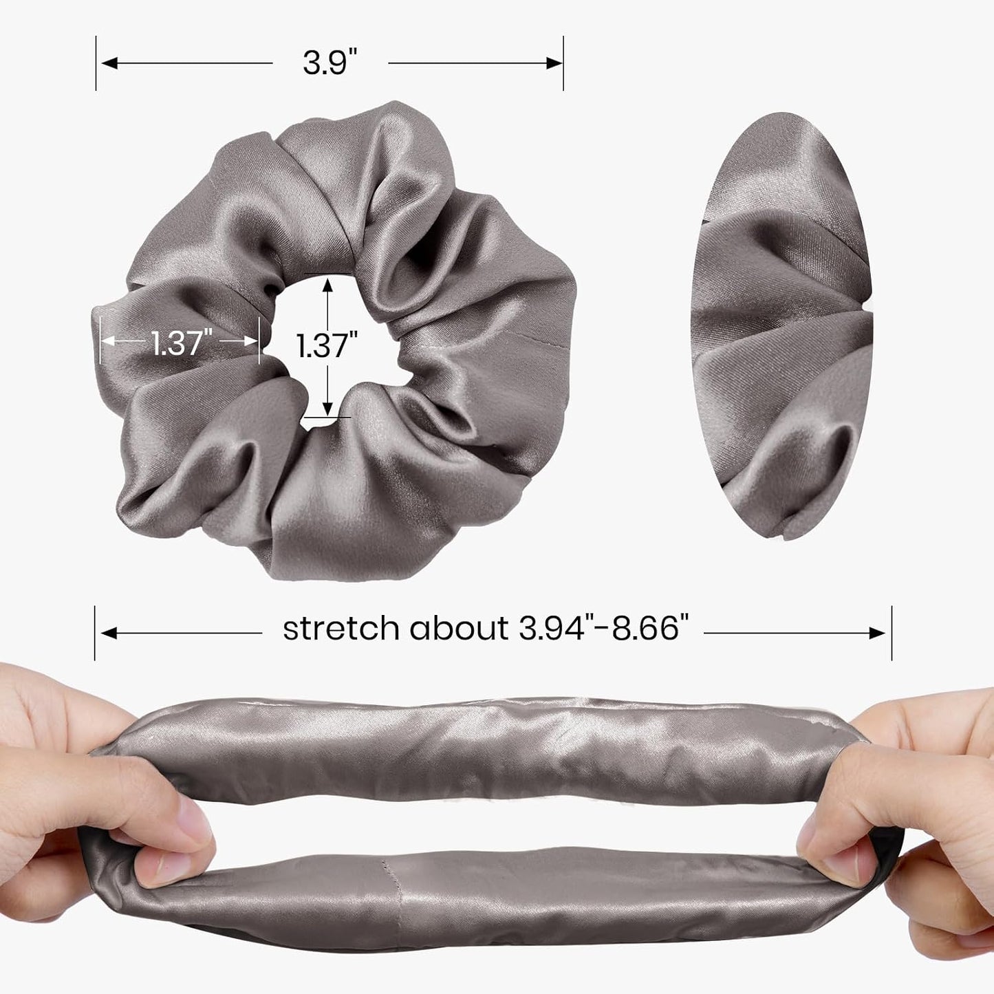 LILYSILK Silk Hair Scrunchies / Ties for Frizz & Breakage Prevention, 100% Mulberry, No Damage, Elastic ponytail Holders, 1Pc, Coffee - Colors B