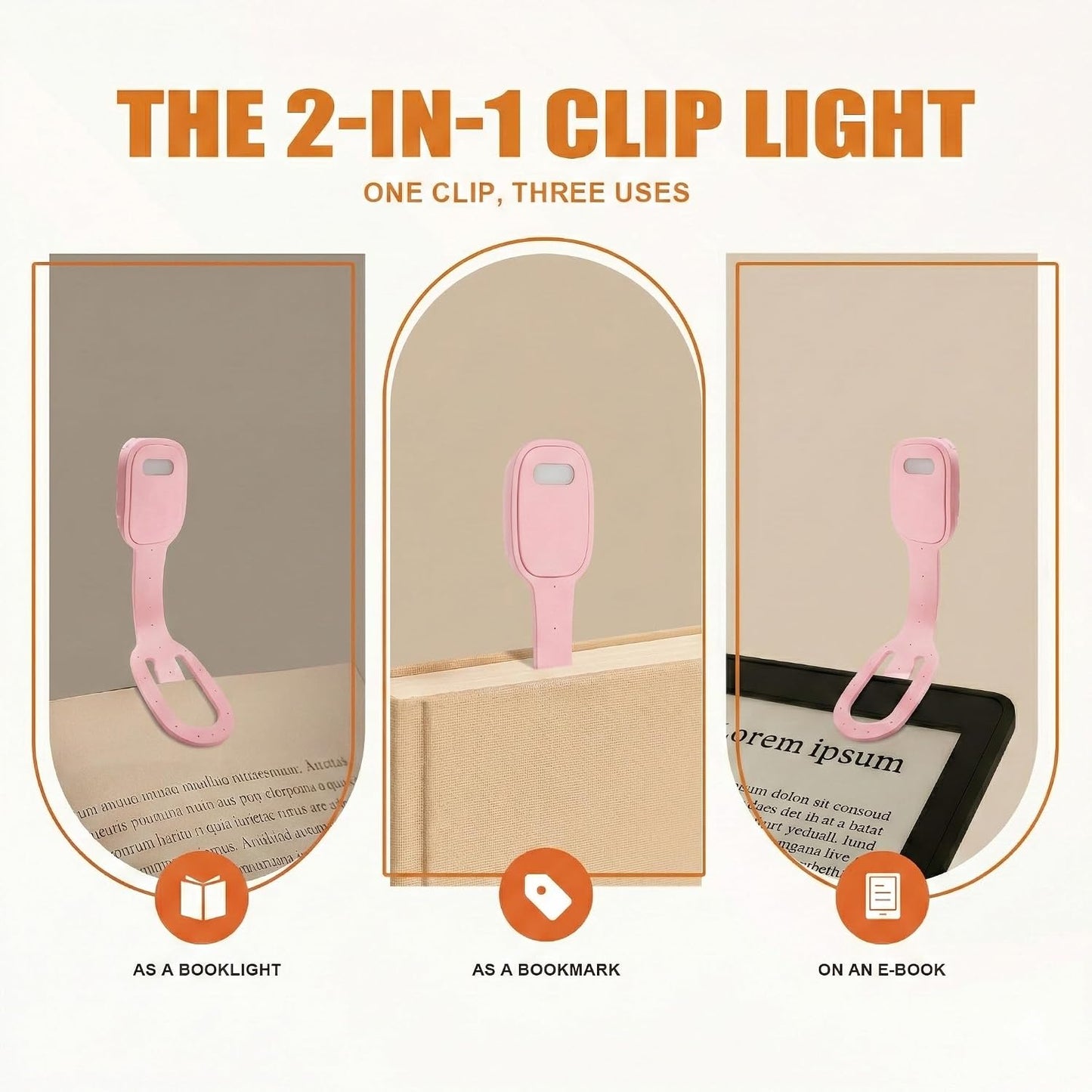 Rechargeable Kids Book Light, Cute Bookmark Reading Light for Kids, Dimmable Portable LED Book Light for Reading in Bed, Eye-Caring Bedtime Reading Lamp for Children & Travel, Black