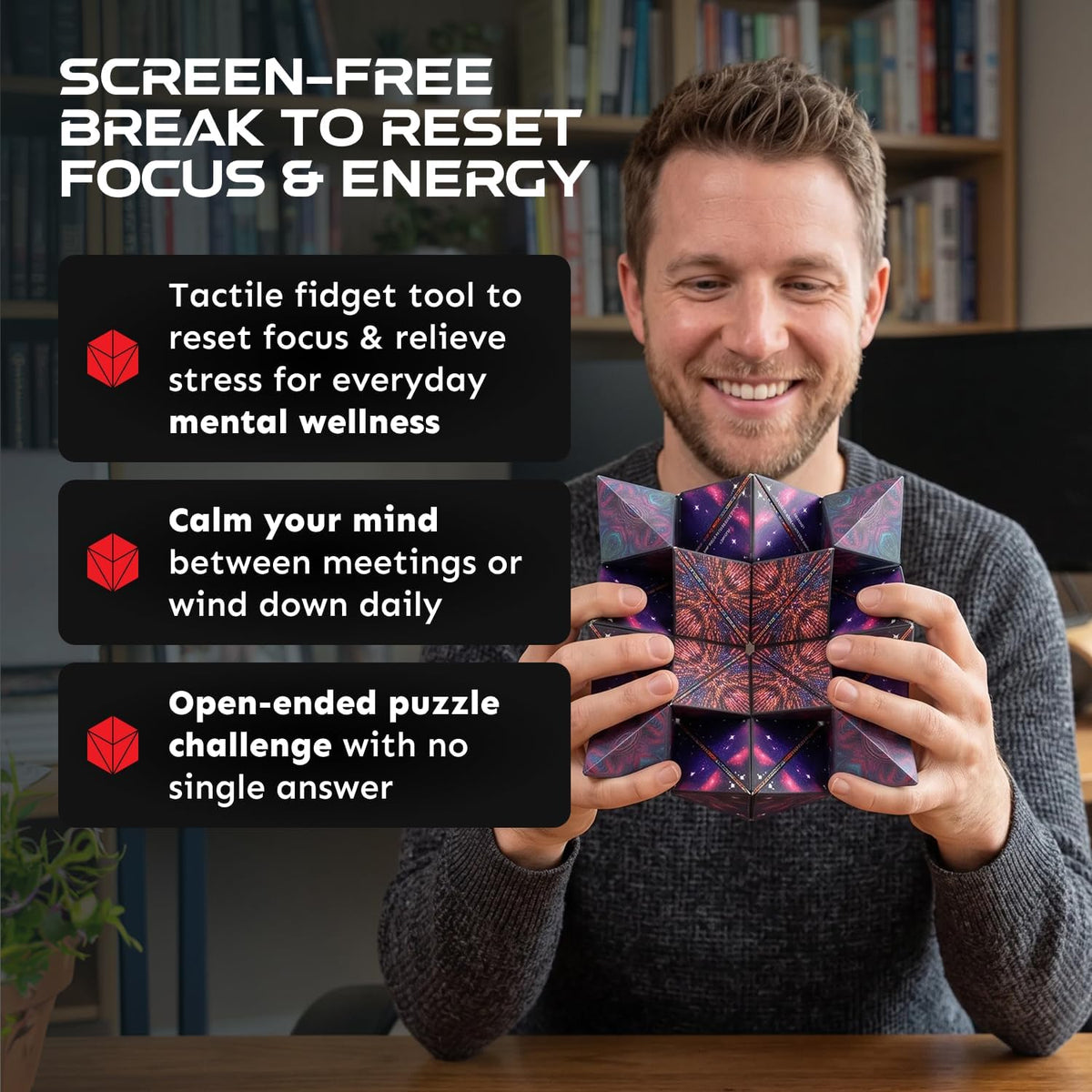 Shashibo DODECA Magnetic Puzzle Cube, Stress Relief Fidget Toy - Colors A
