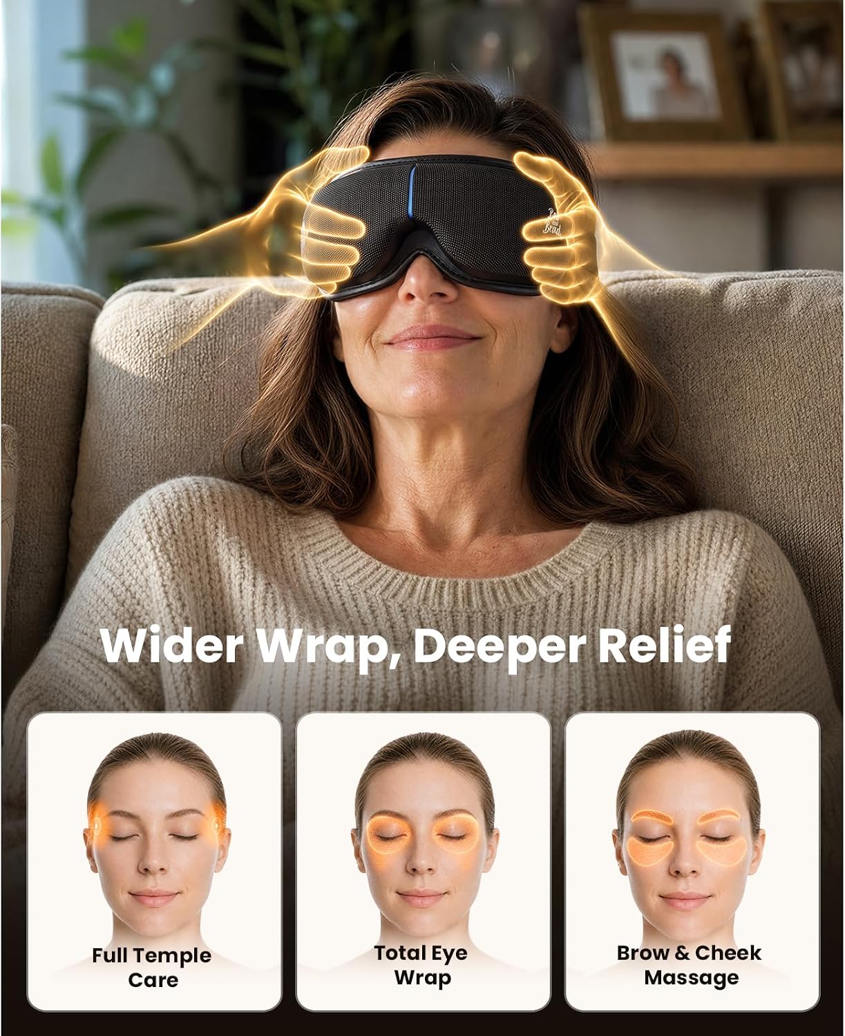 BOB AND BRAD Eye Massager with Heat and Cooling, FSA Eligible HSA Birthday Gifts for Women Men, Heated Eye Massager for Migraine, Heated Eye Mask for Dry Eye Head Tension and Stress Relief