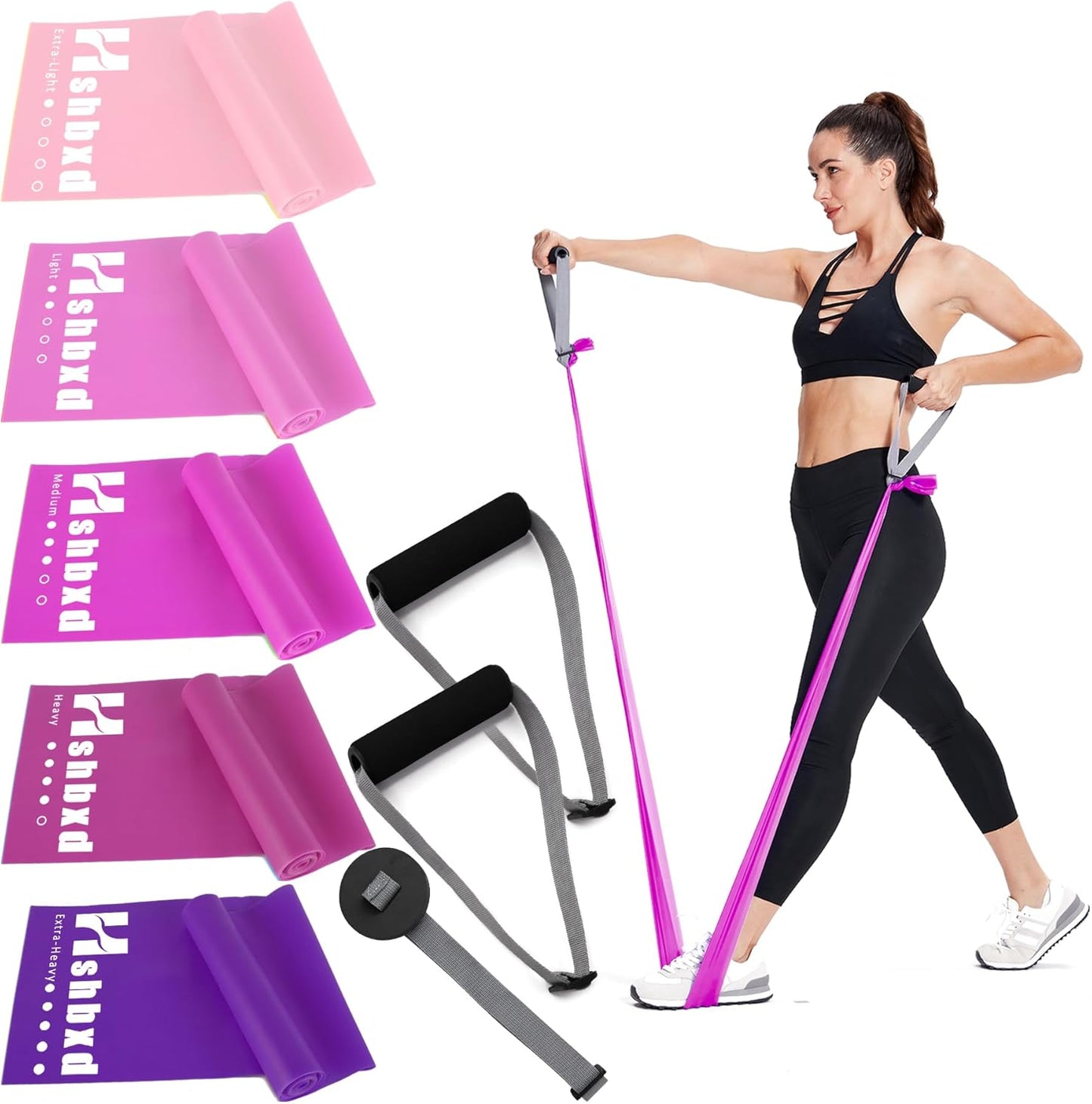 Resistance Bands for Physical Therapy, Bands for Working Out, Latex Free Elastic and Exercise Bands Set for Stretching, Suitable for Rehab, Yoga, Pilates, Gym, Home Exercise