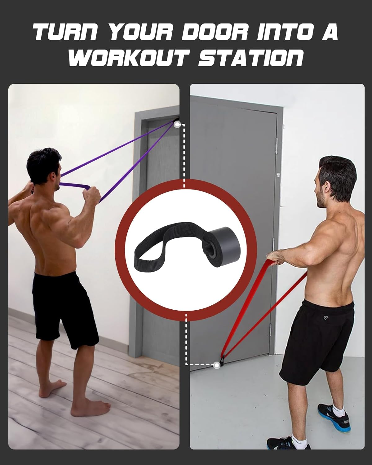 Fitense Resistance Bands Set - Pull Up Bands for Men Women, Exercise Bands Resistance with Door Anchor, Training Poster & Pouch for Body Stretching, Pull Up Assist