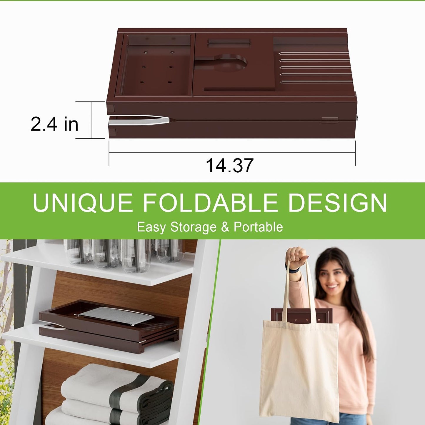 Artmalle Luxury Bathtub Caddy Tray for Tub - Foldable Bamboo Bath Table Tray with Book and Wine Glass Holder, Expandable Bathroom Accessories for Spa or Reading Lite Style