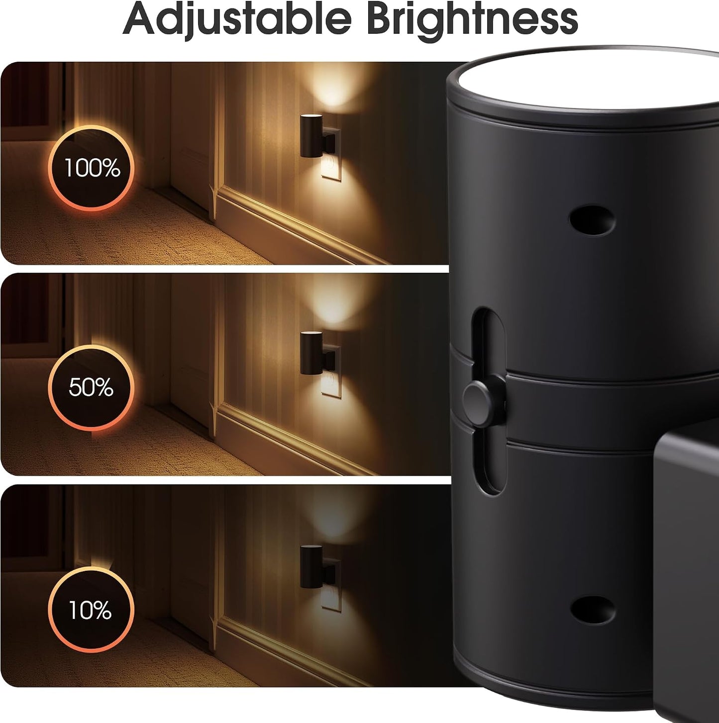 Briignite Night Lights Plug into Wall, Modern LED Night Light Plug in, Dusk to Dawn Sensor,Amber Night Light 0-100LM Adjustable Brightness, Dimmable NightLight for Hallway, Bedroom, Stairway, 2 Pack