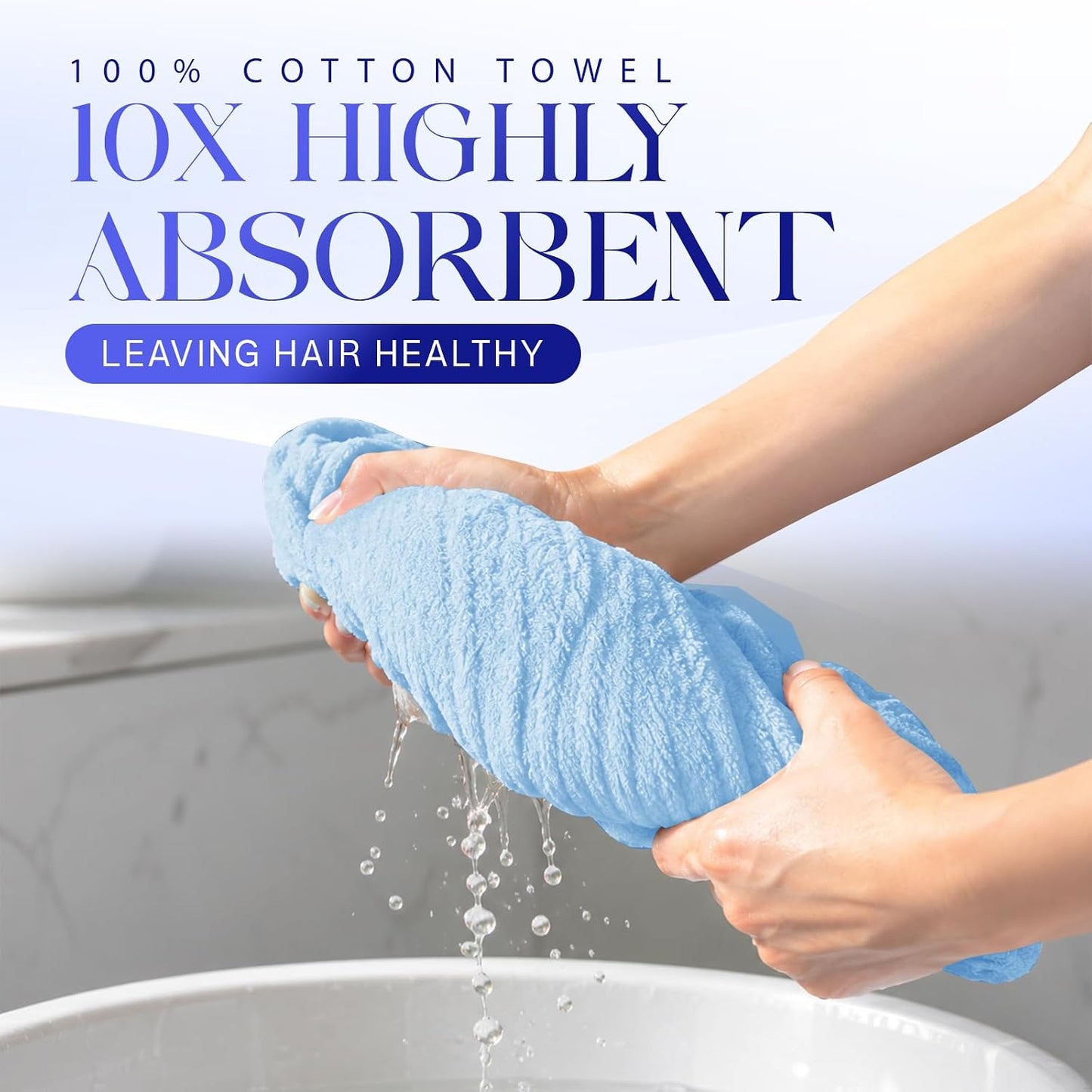 Lili&James 100% Cotton Hair Towel Wrap for Women & Kids – 420 GSM Quick Dry Hair Turban with Double Button Loop, Anti Frizz Non Microfiber Hair Drying Towel for Curly, Long & Thick Hair (Lilac)