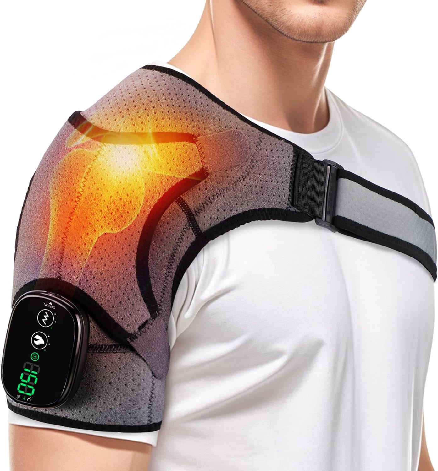 Cordless Shoulder Heating Pad with Massage, FSA Eligible Items List, Heated Shoulder Wrap Massager for Pain Relief Deep Tissue, Rotator Cuff Heating Pad, HSA Approved Products Only