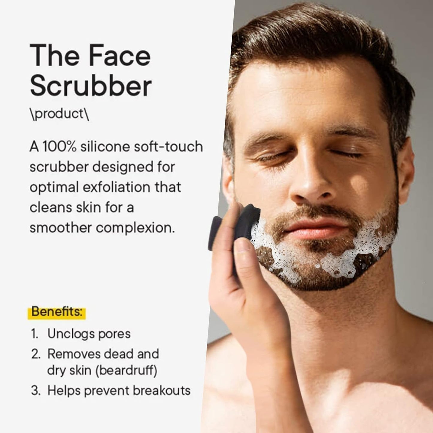 Back Scrubber for Shower & Face Scrubber, 2Pcs Silicone Exfoliating Brush Set with 17In Long Handle, Soft Body & Facial Cleansing Scrubber for Men Women