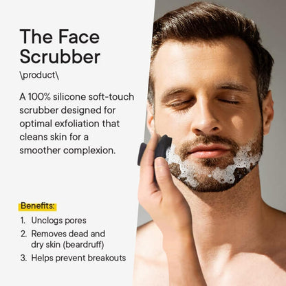 Back Scrubber for Shower & Face Scrubber, 2Pcs Silicone Exfoliating Brush Set with 17In Long Handle, Soft Body & Facial Cleansing Scrubber for Men Women