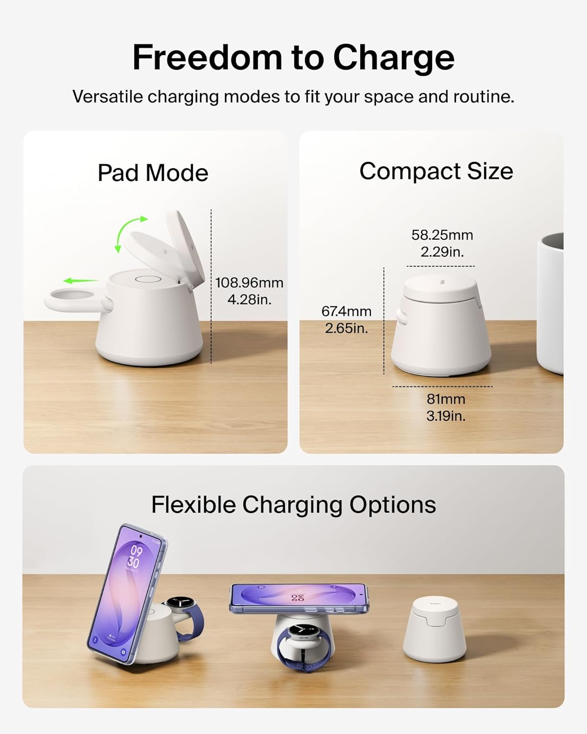 Belkin Qi2.2 25W Magnetic Wireless Charging Station, 3 in 1 Samsung Charger