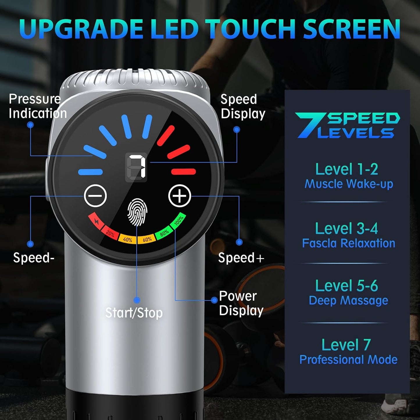 TOLOCO Massage Gun, Deep Tissue Back Massage for Athletes for Pain Relief, Percussion Massager with 10 Massages Heads & Silent Brushless Motor, Fathers Day Dad Gifts, Grey
