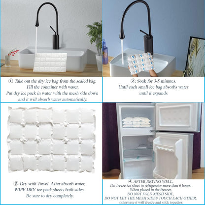 Reusable Ice Packs for Shipping & Coolers Dry Ice for Shipping Frozen Food Cold Pack for Lunch Bags, Long Lasting Cold Ice Pack Sheets for Transport Food (10 Sheets x 16 Cells)