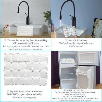 Reusable Ice Packs for Shipping & Coolers Dry Ice for Shipping Frozen Food Cold Pack for Lunch Bags, Long Lasting Cold Ice Pack Sheets for Transport Food (10 Sheets x 16 Cells)