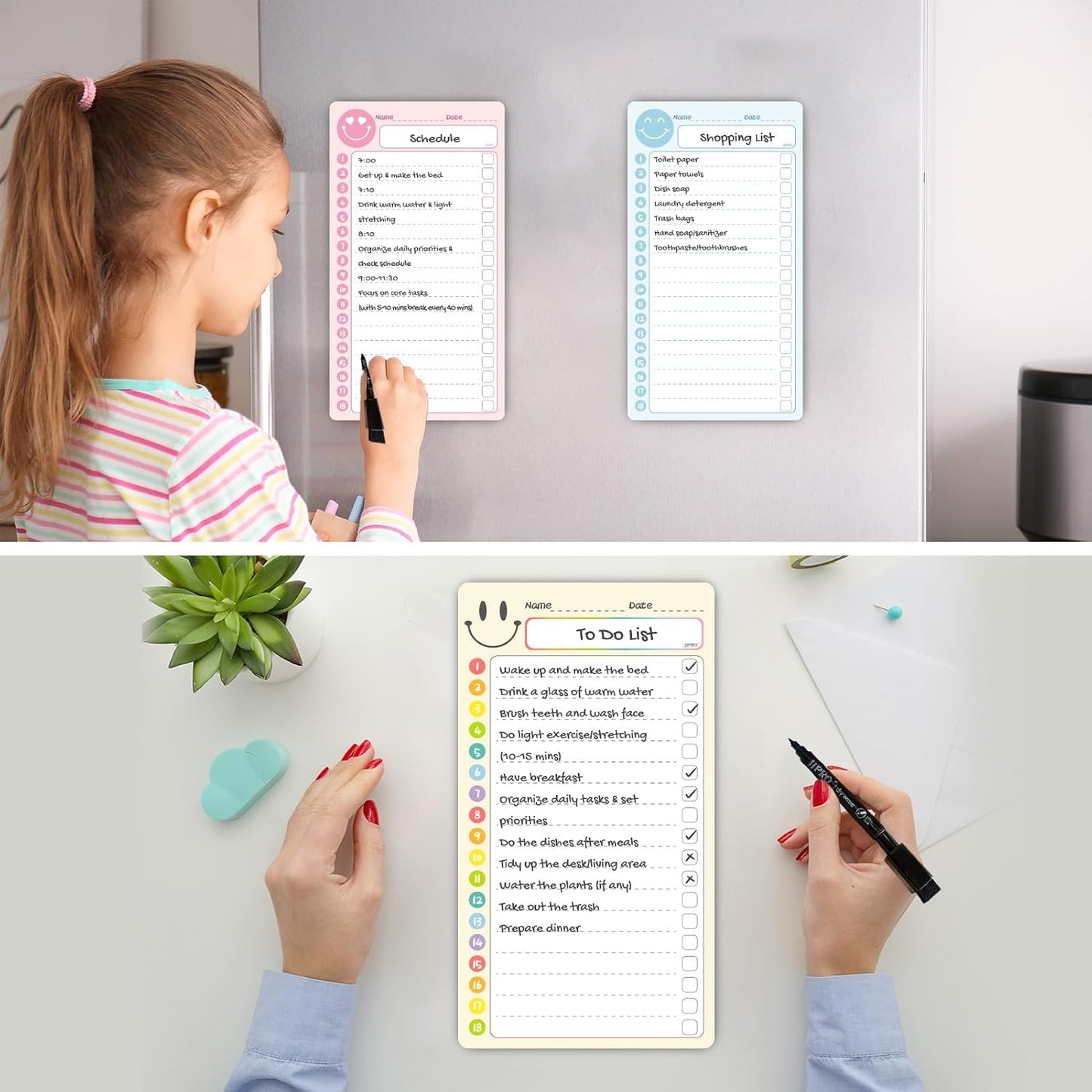 JJPRO Magnetic Monthly Calendar Whiteboard Set for Fridge-Monthly Planning Board and Two Bonus Dry Erase Grocery Board&Weekly Menu Board-Meal Planner Whiteboard/to-Do List-6 Markers