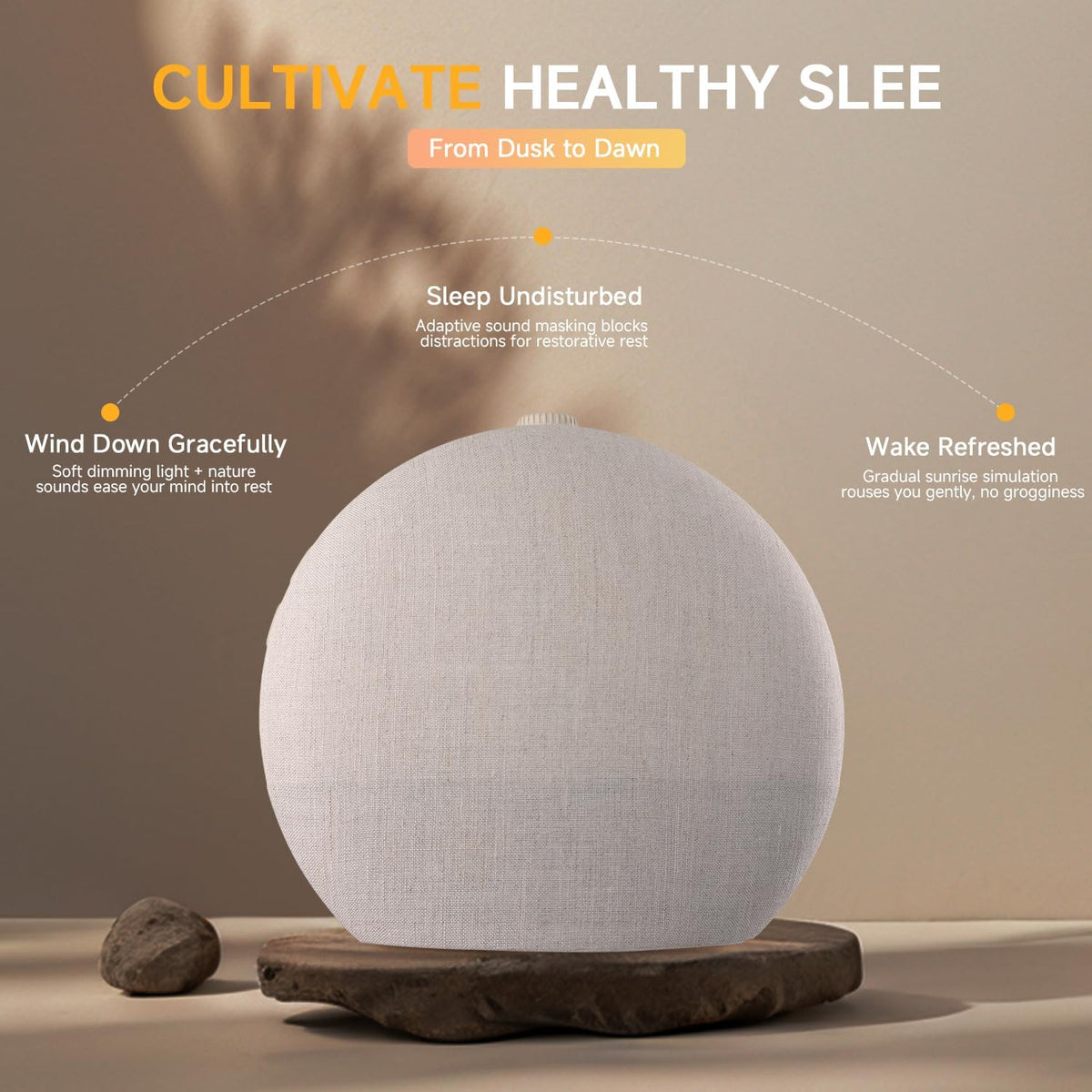 Geuuap Sunrise Alarm Clock White Noise Machine with Bluetooth Speaker,Khaki
