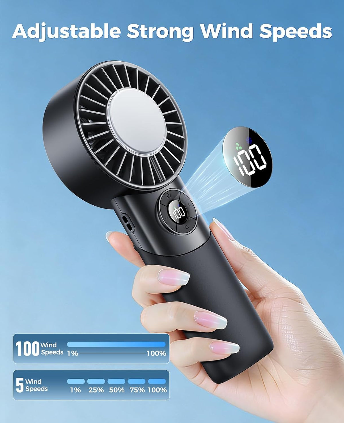 Portable Handheld Fan with Semiconductor Ice Cooling, 5 Seconds Cool Down