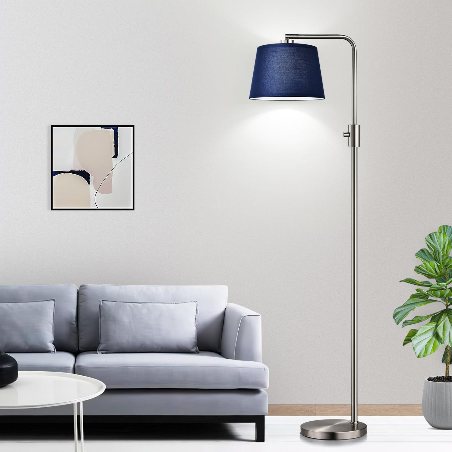 【Upgraded】 Dimmable Floor Lamp, 1000 Lumens LED Edison Bulb Included, Arc Floor Lamps for Living Room Modern Standing Lamp with Linen Shade, Tall Lamp for Bedroom Office Dining Room- Black