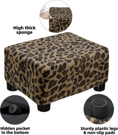CAROLMADE Small Foot Stool Ottoman Footstool with Legs Under Desk Footrest for Living Room Bedroom and Office,Linen-Grey