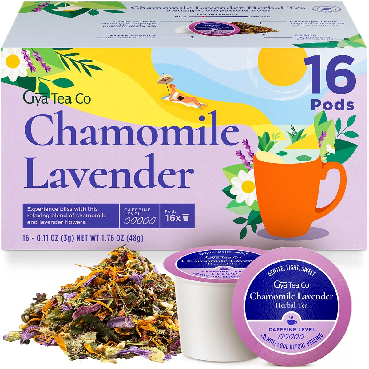 Chamomile Lavender Pod 16 Count-100% Natural Caffeine Free Herbal Tea