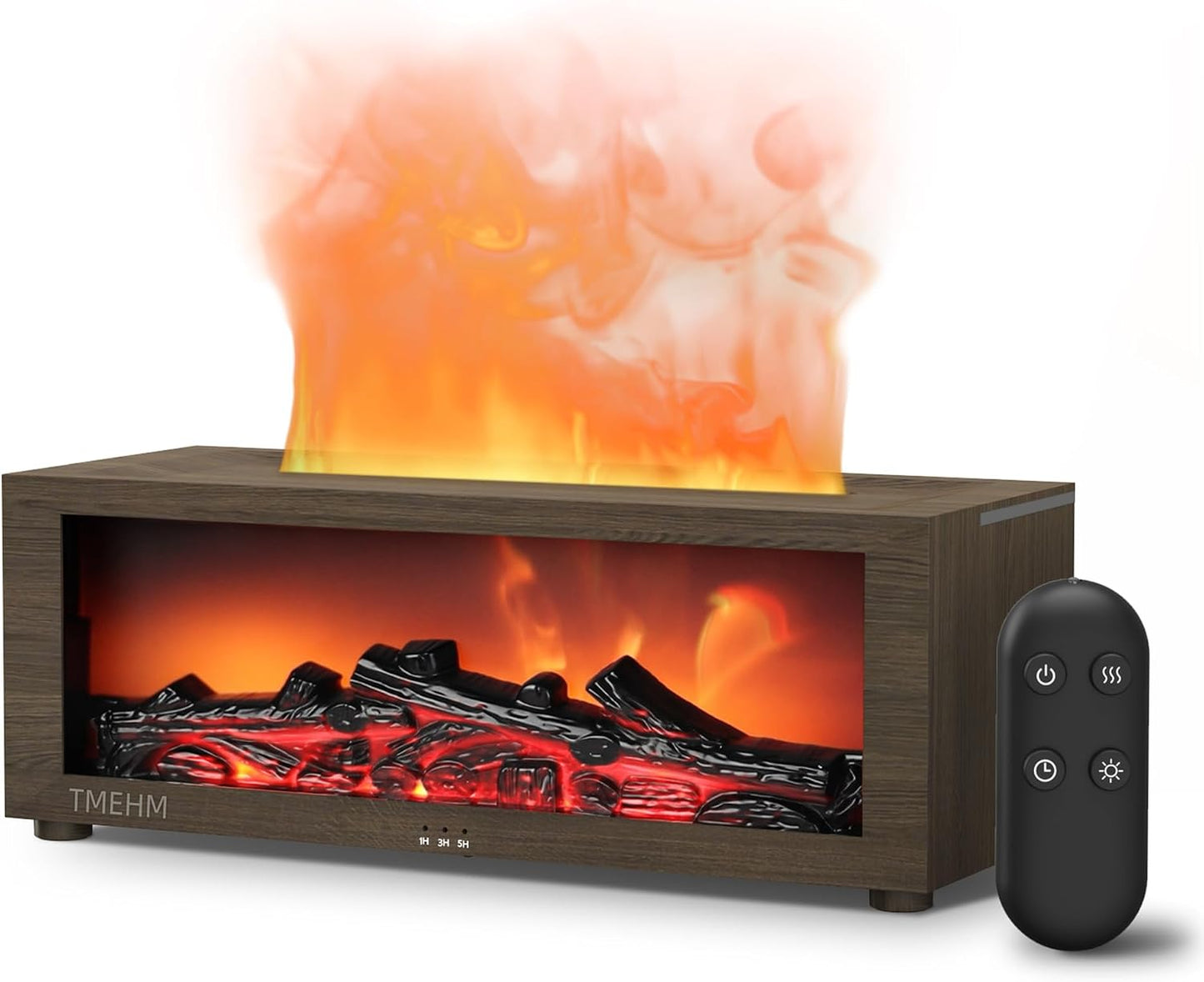 TMEHM Fireplace Flame Air Diffuser Humidifier,7 Colors Aromatherapy Essential Oil Diffuser,Ultrasonic Aroma Humidifier with Timer for Home,Bedroom,Office,Yoga (Black)
