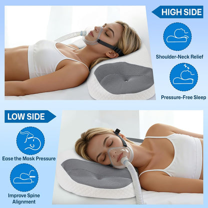 Contour Memory Foam CPAP Pillow for Side & Back Sleepers, Grey