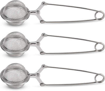 Snap Ball Tea Strainer, JEXCULL 3 Pack Premium Stainless Steel Tea Strainer with Handle for Loose Leaf Tea Fine Mesh Tea Balls Filter Infusers (Normal)