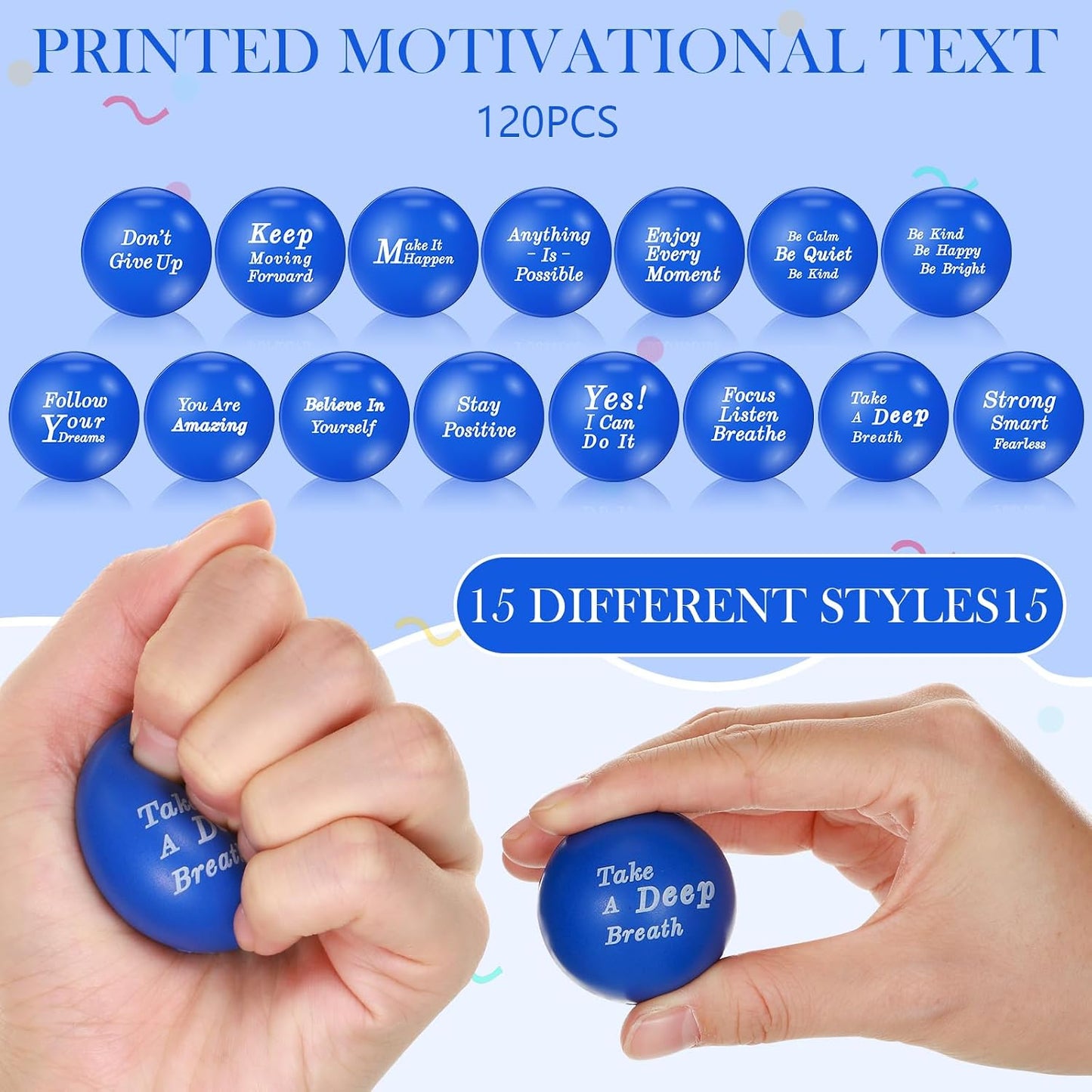Poen 120 Pcs Motivational Foam Balls with Inspirational Quotes