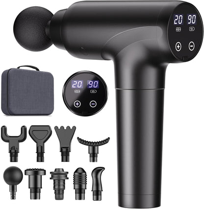 cotsoco Massage Gun Deep Tissue, Muscle Massage Gun with 9 Attachment Heads 20 Speeds & Silent Brushless Motor for Pain Relief, Handheld Percussion Back Massager Gun, Fathers Day Dad Gifts(Black)