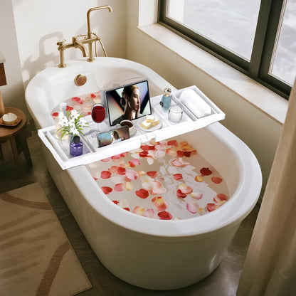 Expandable Bamboo Bathtub Caddy Tray for Luxury Bath