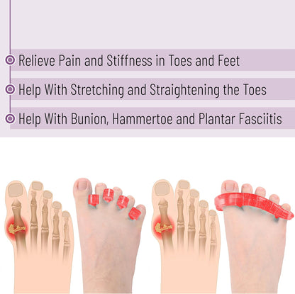 DR. JK- ToePal Gel Toe Separator, 2 Pairs, Toe Spacers, Toe Straightener, Hammer Toe Straightener, Toe Spreader, Toe Stretcher, Toe Corrector for Women and Men, Bunion Corrector