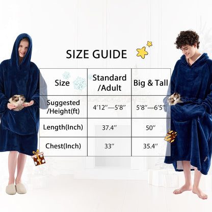 Krifey Wearable Blanket Hoodie, Oversized Sherpa Hooded Blanket for Adults | Soft sherpa fleece with sleeves and pocket; oversized fit for lounging, WFH, camping, Christmas and white elephant gifts.