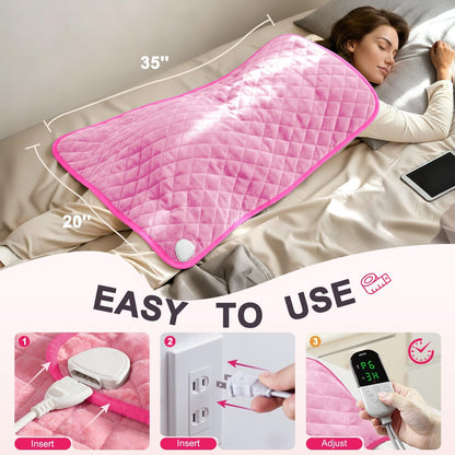 35 x 20 Inch King Size Electric Heating Pad for Back, Neck and Shoulders | FSA Eligible HSA, for Period Cramps, Abdomen and Knee, Dry or Moist Heat Use, 2H Auto Shut Off, 6 Heat Settings, Washable