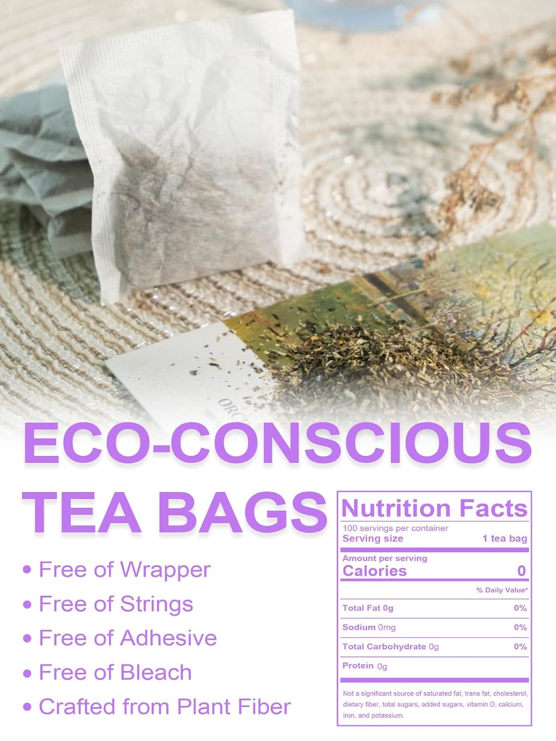 TeeLux Chamomile Lavender Tea Bags, Delicate Floral Aroma, 100 Count