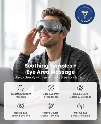BOB AND BRAD Eye Massager with Heat and Cooling, FSA Eligible HSA Birthday Gifts for Women Men, EyeOasis 3 Elite Eye Massager for Migraine, Heated Eye Mask for Dry Eye Head Tension and Stress Relief
