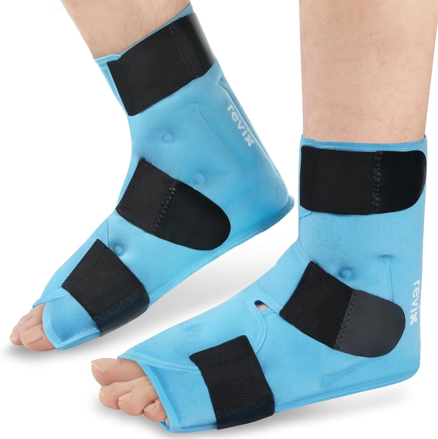 REVIX Large Ankle Ice Pack for Foot Discomfort, Reusable Gel Cold Pack with Cold Compression Therapy, Full Coverage Ankle Ice Wrap for Post-Workout Recovery, Plantar Fasciitis