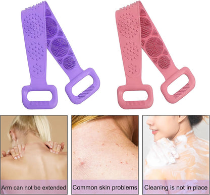 Silicone Body Scrubber for Shower,Silicone Back Body Scrubber with Handle,27.5 Inch Exfoliating Deep Clean Bath Body Brush Scrubber for Men and Women-2 PCS