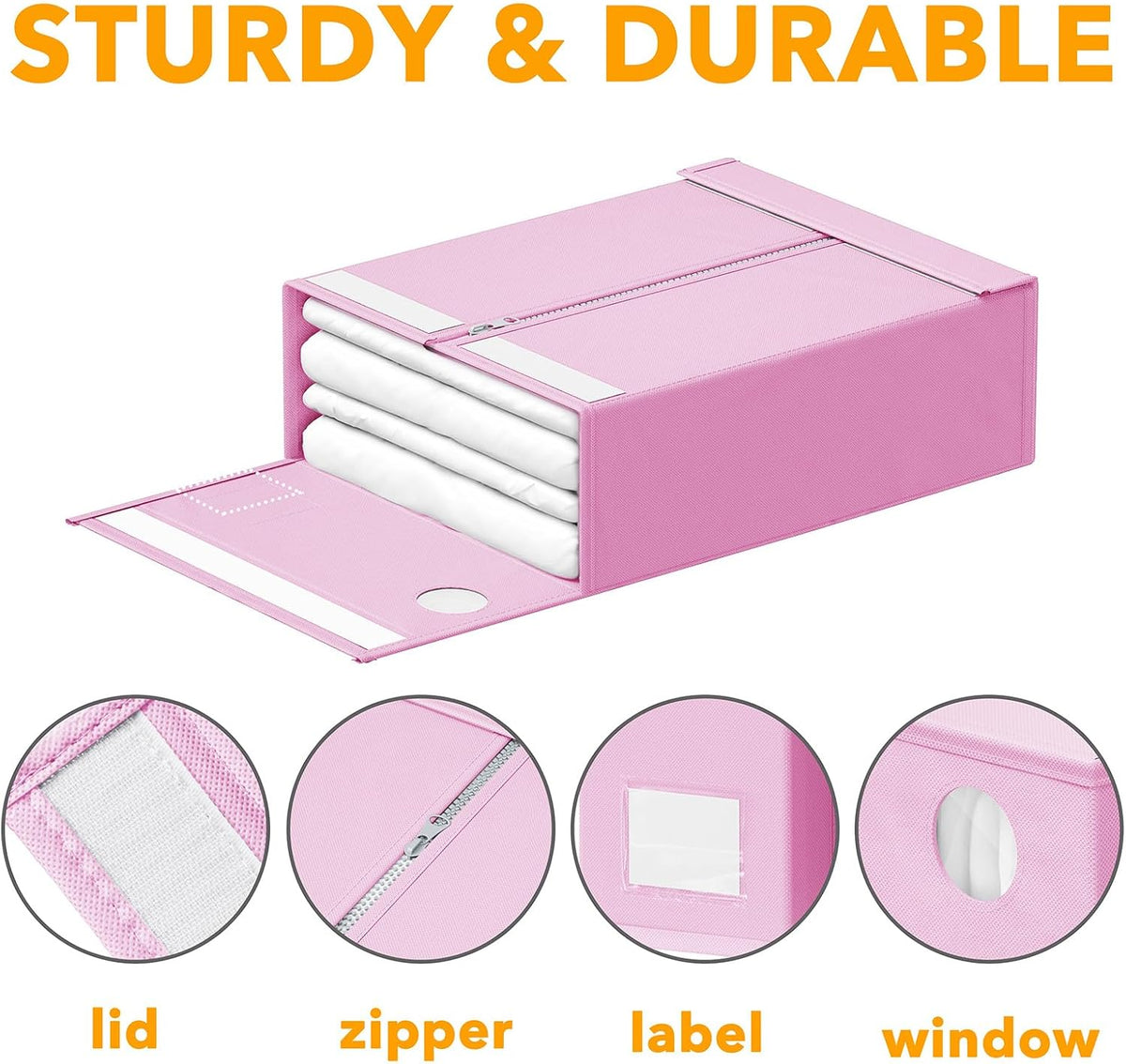 SpaceAid Bed Sheet Organizer and Storage, Foldable Sheet Organizer with Window for Linen Closet, Set Folder Keeper for Queen & King Size Bedding Storage (Black)