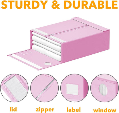 SpaceAid Bed Sheet Organizer and Storage, Foldable Sheet Organizer with Window for Linen Closet, Set Folder Keeper for Queen & King Size Bedding Storage (Black)