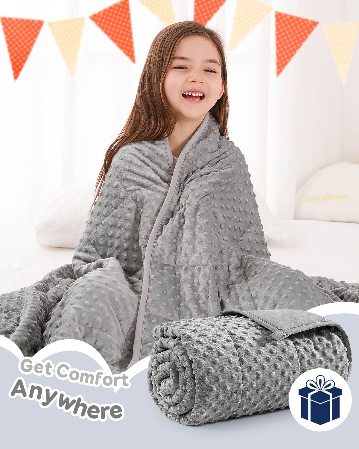 Kivik 2 lbs Weighted Lap Pad, Ultra Soft Minky Dotted Heavy Blankets Throw for Better Study Relaxing & Sleeping, Machine Washable, 20 x 30 Inches, Purple