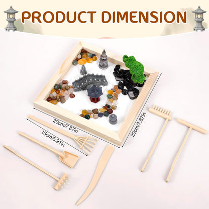 Angirlish 43PCS Zen Garden Kit for Desk, Mini Sandbox Set Gifts Included Wooden Tray Sand Tools Mini Resin Ducks and Accessories, Sand Tray Therapy for Meditation Room Office Home(Duck)