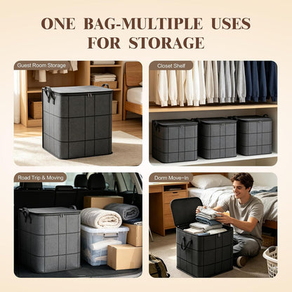 180L Spacious Moving Storage Bin 2PC, L Zippered Fabric Clothes Organizer