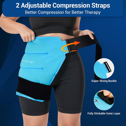Comfytemp Hip Ice Pack Wrap for Sciatica Pain Relief, Hip Replacement Kit After Surgery, Reusable Gel Ice Pack for Injuries, Hot Cold Compress Recovery Items Physical Therapy for Men Women (L/XL/2XL)
