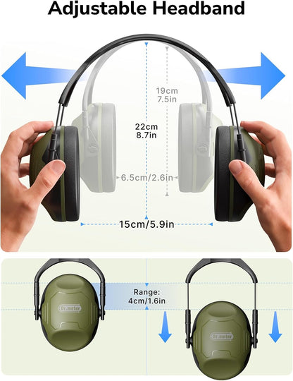 Dr.meter Ear Protection Ear Muffs, Noise Cancelling Headphones for Adults Kids 31dB Earmuffs for Noise Reduction, Hearing Protection for Shooting Gun Range, Mowing, Monster Jam, Sensory, Fireworks
