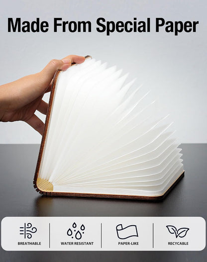 4.7 Inch Wooden Book Lamp, Book Lovers Gifts,Teacher Appreciation Gifts for Women, Folding Book Light, LED Ambient Lighting, Magnetic Mood Lighting for Home&Library Decor (Walnut)