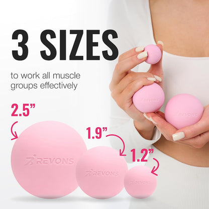 3 in 1 Massage Ball Set – 2.5", 1.9" & 1.2" Firm Silicone Balls for Myofascial Release, Trigger Point Therapy, Back & Foot Pain Relief, Face Fitness, Yoga, Deep Tissue Recovery (Turquoise)