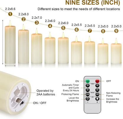 2PACK Outdoor Plastic flameless Candles with Remote Control and Timer, LED Flickering Battery Operated Electric Pillar Candles (D3 xH5.5) for Camping, Weddings, Home Decoration