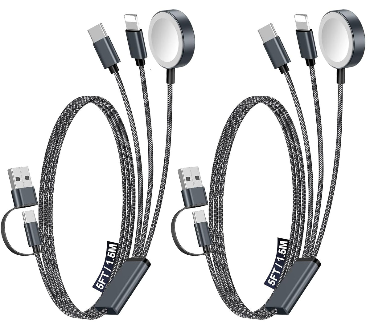 Travel Essentials for Apple Watch Charger,3-in-2 Multi Charging Cable